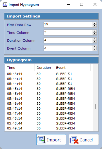 Import Hypnogram